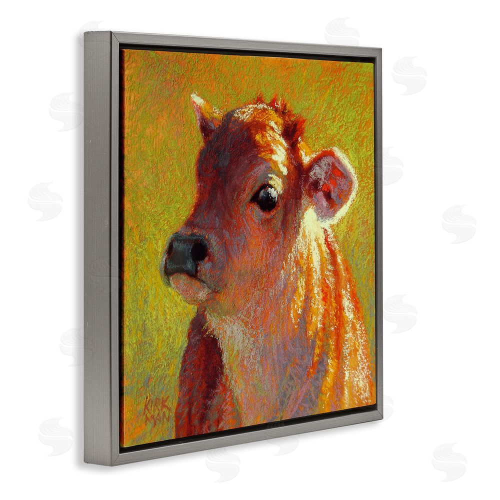 Rita Kirkman Sunlit Calf Painting Gray Floating Frame Canvas Wall Art Print