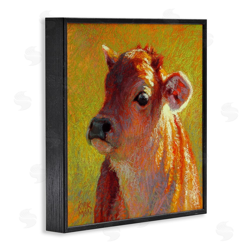 Rita Kirkman Sunlit Calf Painting Black Framed Glicee Wall Art Print