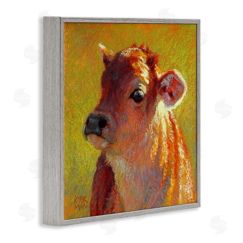 Rita Kirkman Sunlit Calf Painting Gray Framed Glicee Wall Art Print