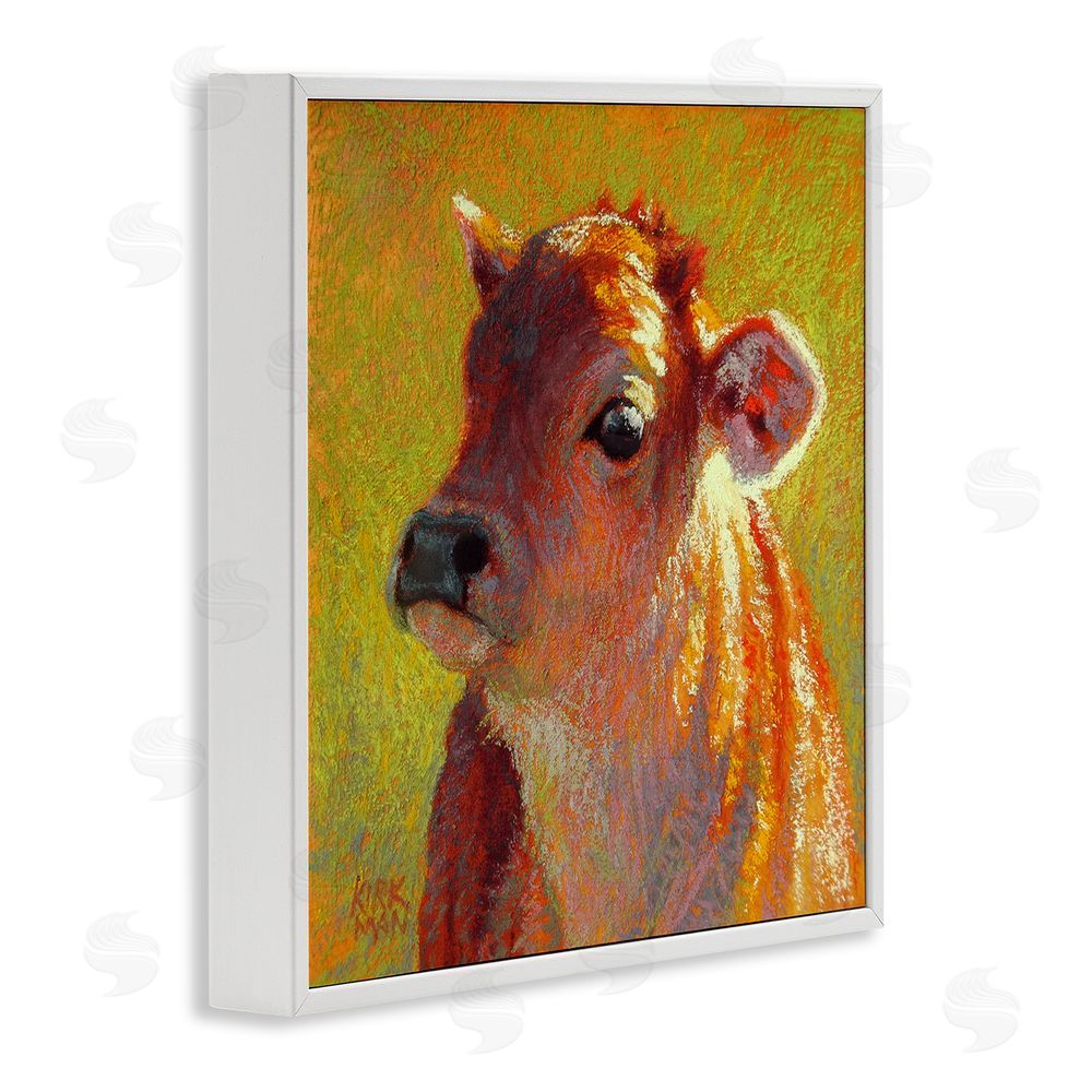 Rita Kirkman Sunlit Calf Painting White Framed Glicee Wall Art Print