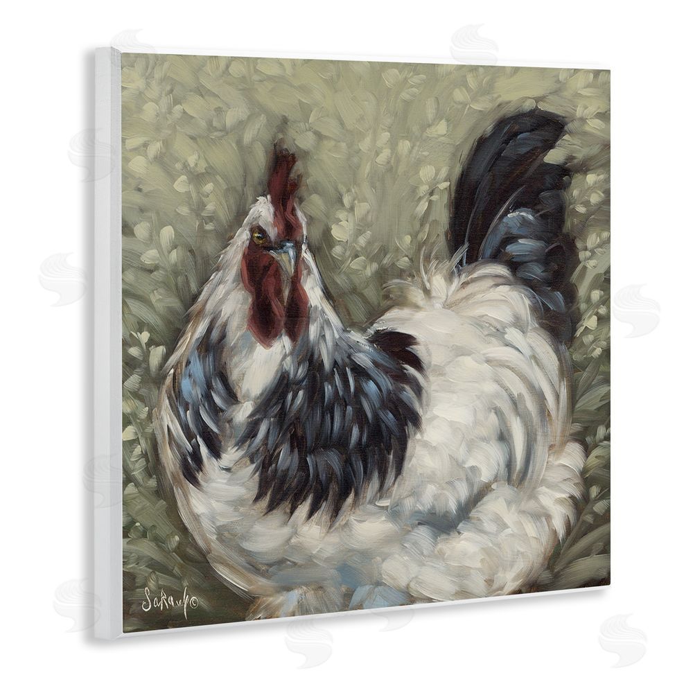 Sara G. Designs Hen in Country Meadow Wooden Wall Plaque Art Print
