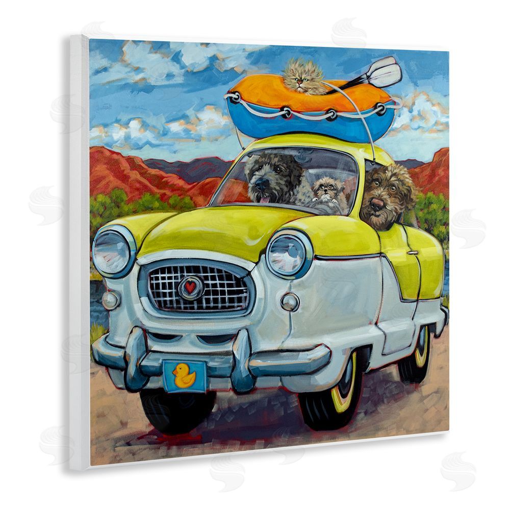 CR Townsend Vacation Dogs in Car Wooden Wall Plaque Art Print