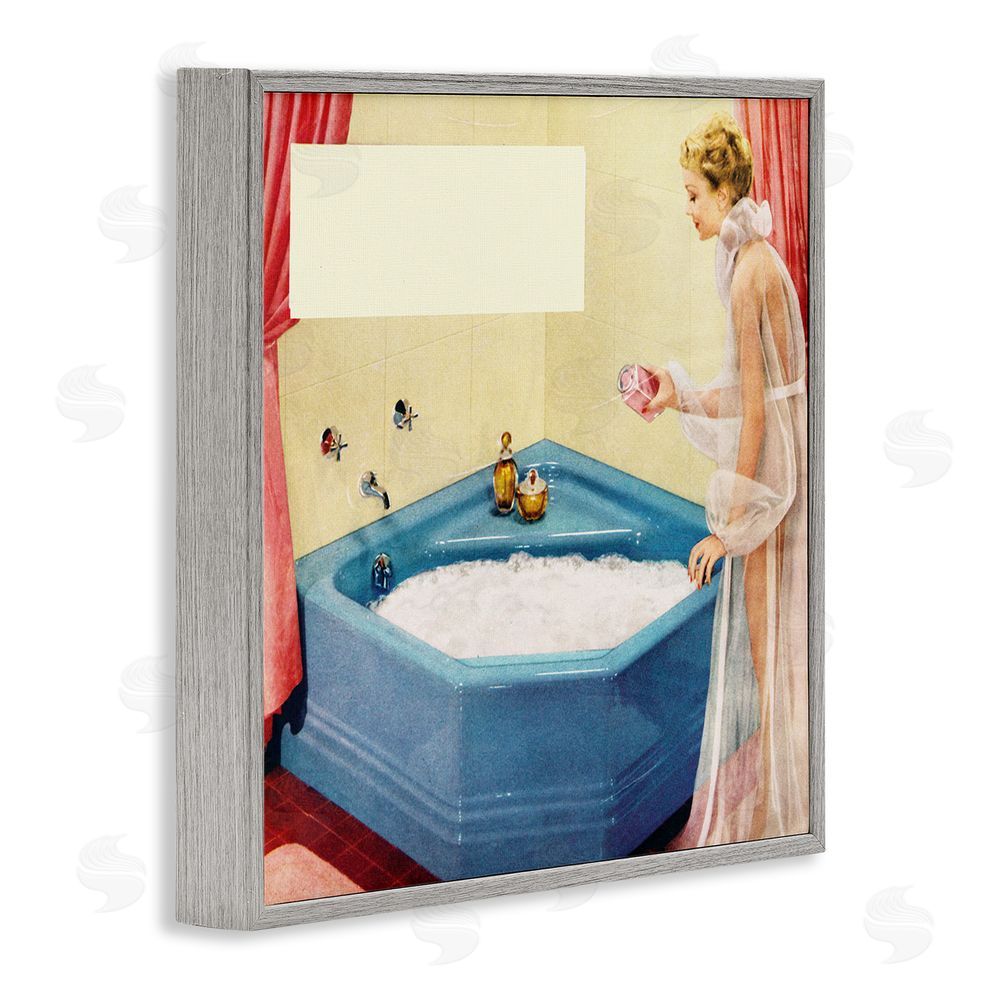 Kathy Alper Vintage Bubble Bath Girl Gray Framed Glicee Wall Art Print