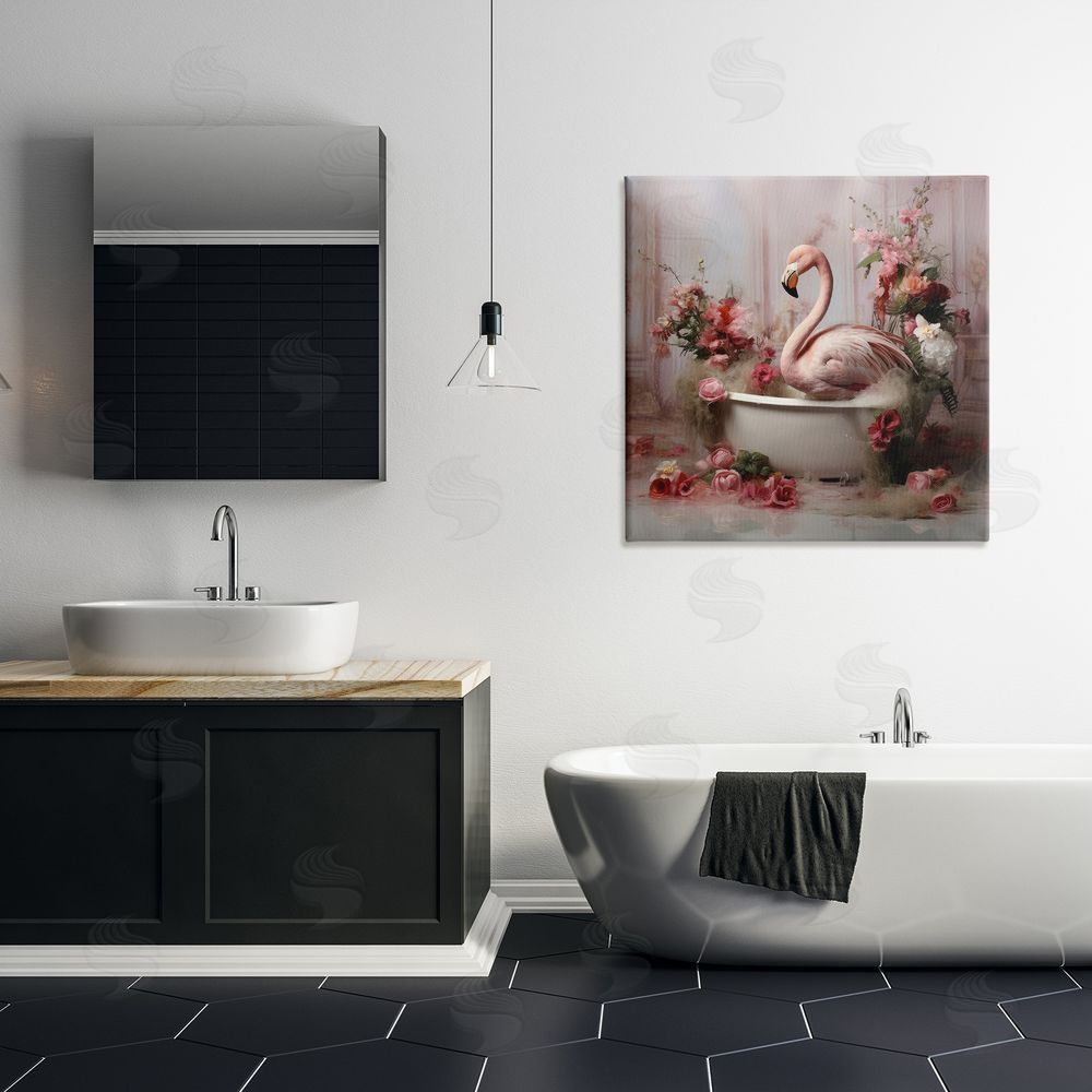 Lazar Studio Flamingo in Stately Bathroom Canvas Wall Art in Room