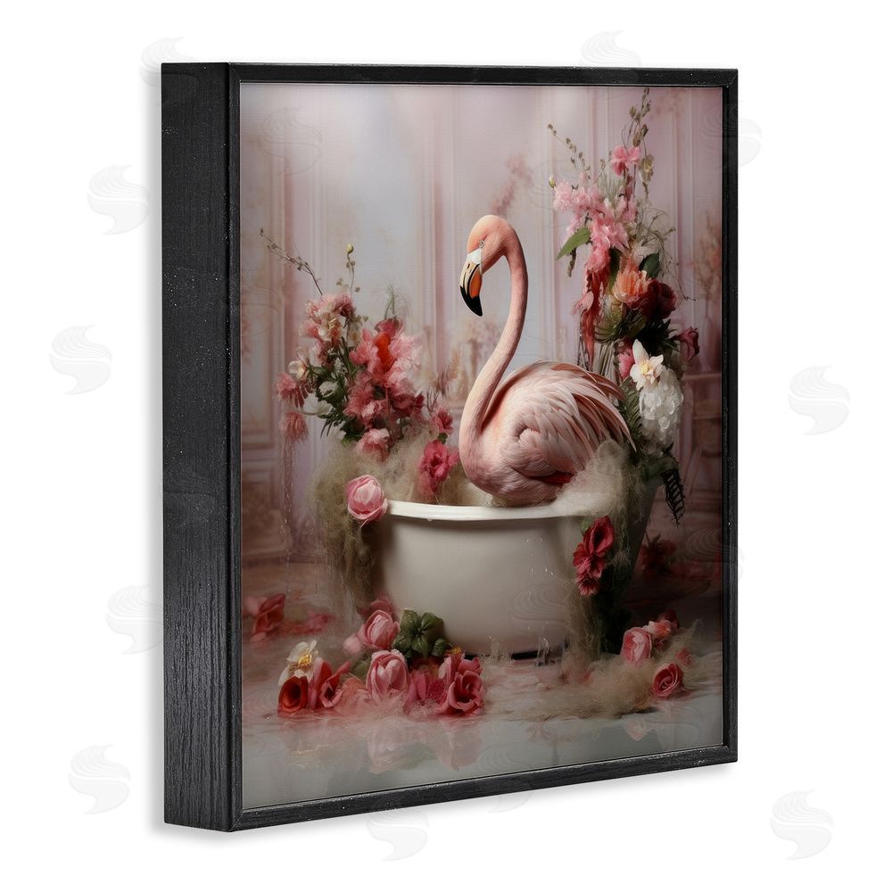 Lazar Studio Flamingo in Stately Bathroom Black Framed Glicee Wall Art Print