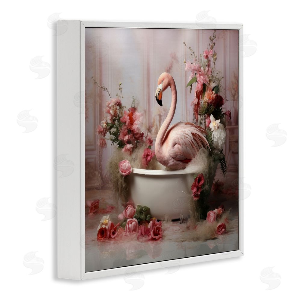 Lazar Studio Flamingo in Stately Bathroom White Framed Glicee Wall Art Print