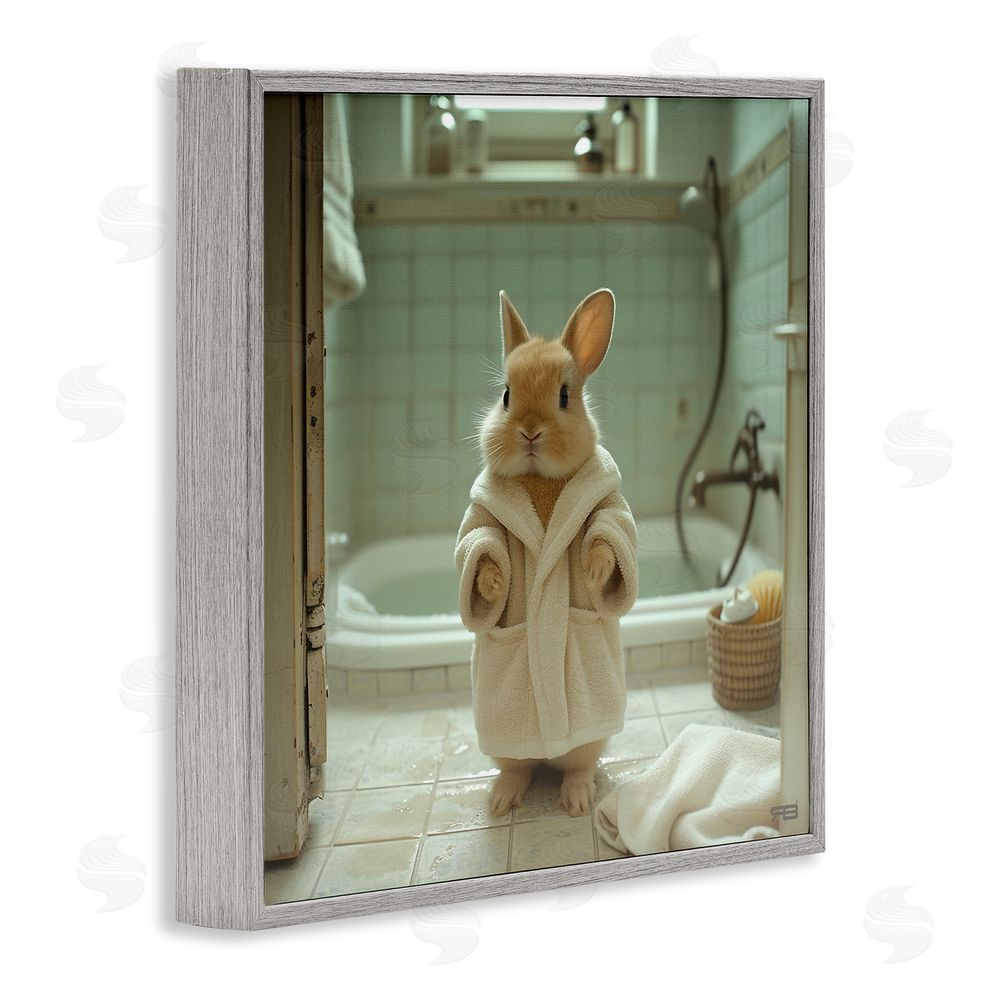 RB Bunny in Bathrobe Gray Framed Glicee Wall Art Print