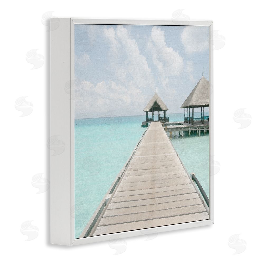 Noah Bay Tropical Beach Pier White Framed Glicee Wall Art Print