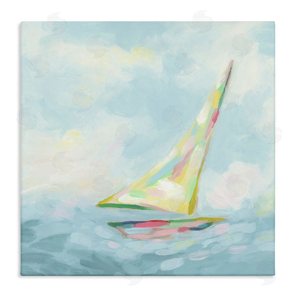 June Erica Vess Modern Pastel Sailboat Stretched Canvas Wall Art Print
