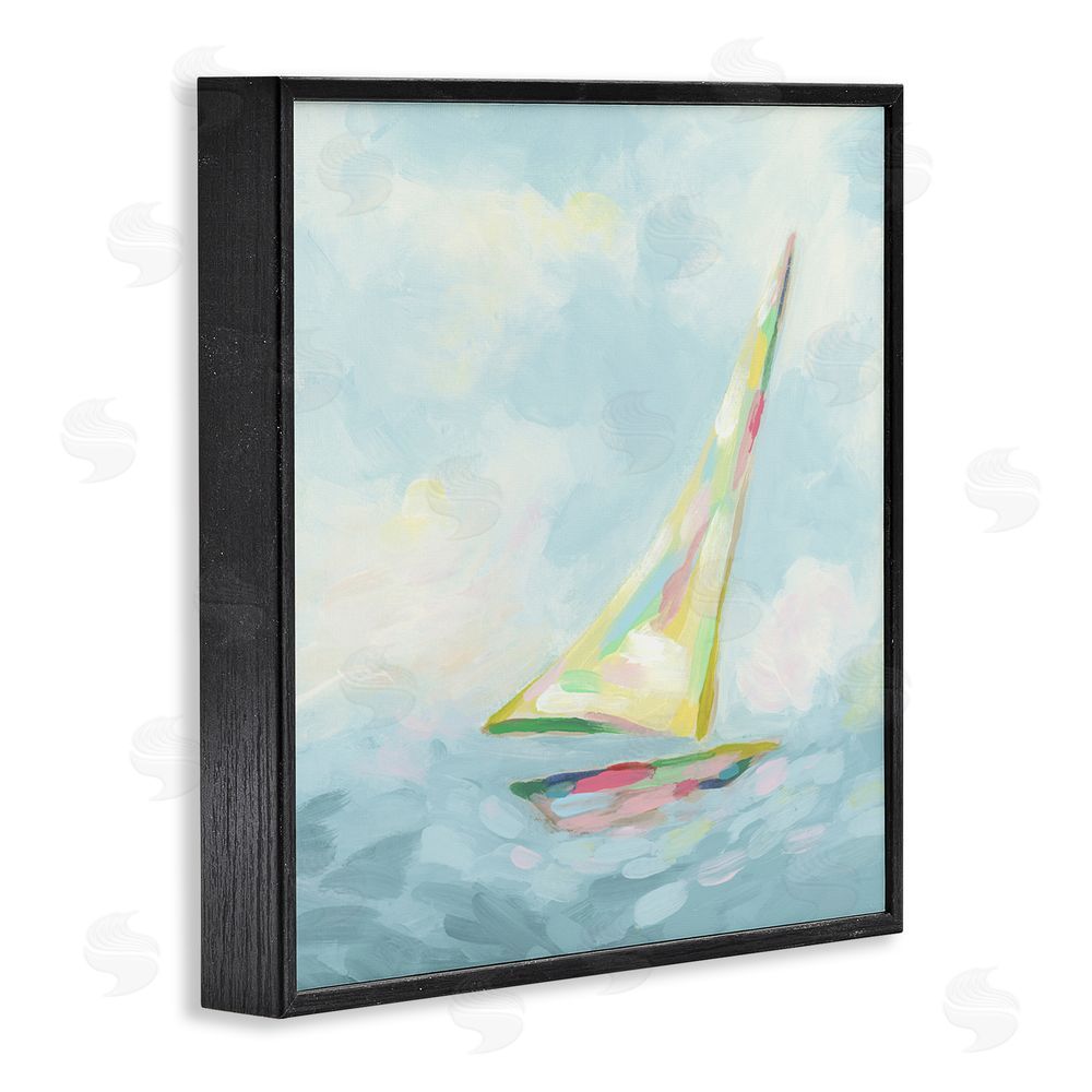 June Erica Vess Modern Pastel Sailboat Black Framed Glicee Wall Art Print