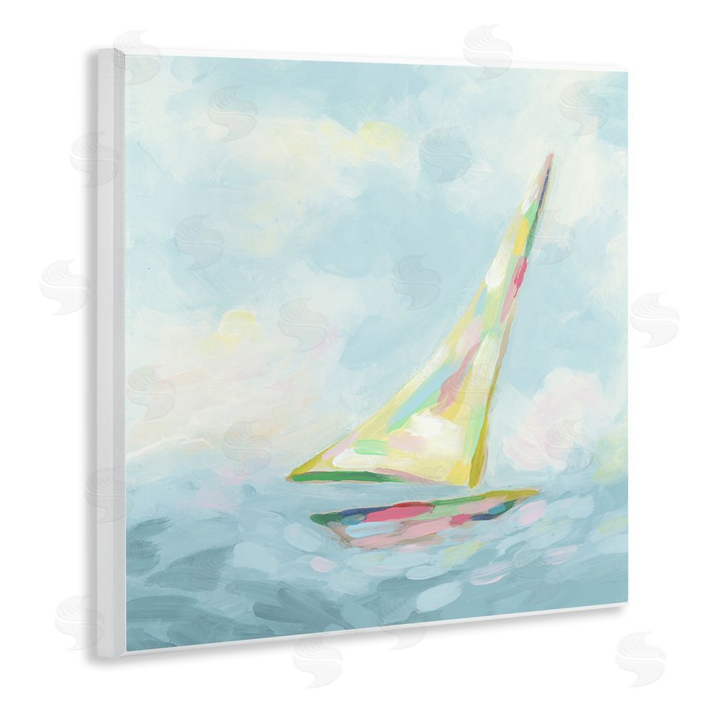 June Erica Vess Modern Pastel Sailboat Wooden Wall Plaque Art Print