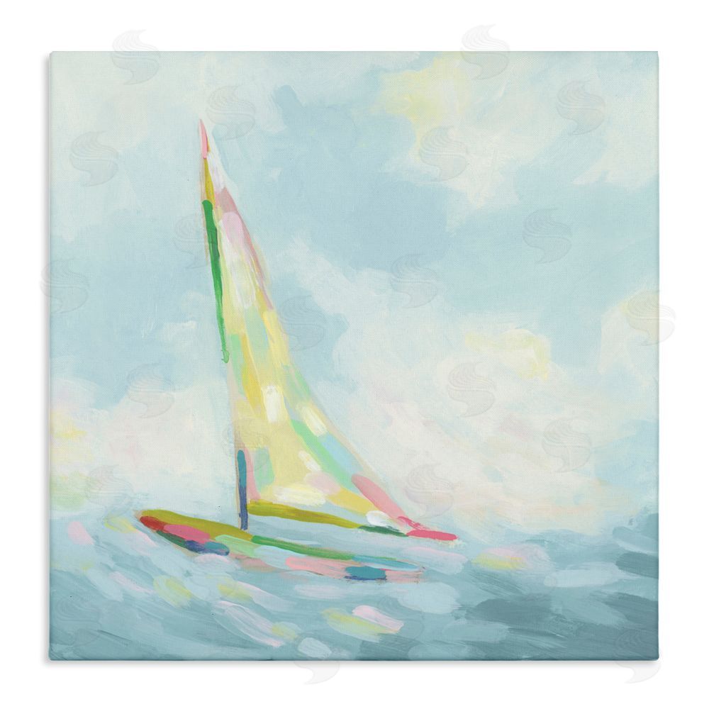 June Erica Vess Modern Hue Sailboat Stretched Canvas Wall Art Print