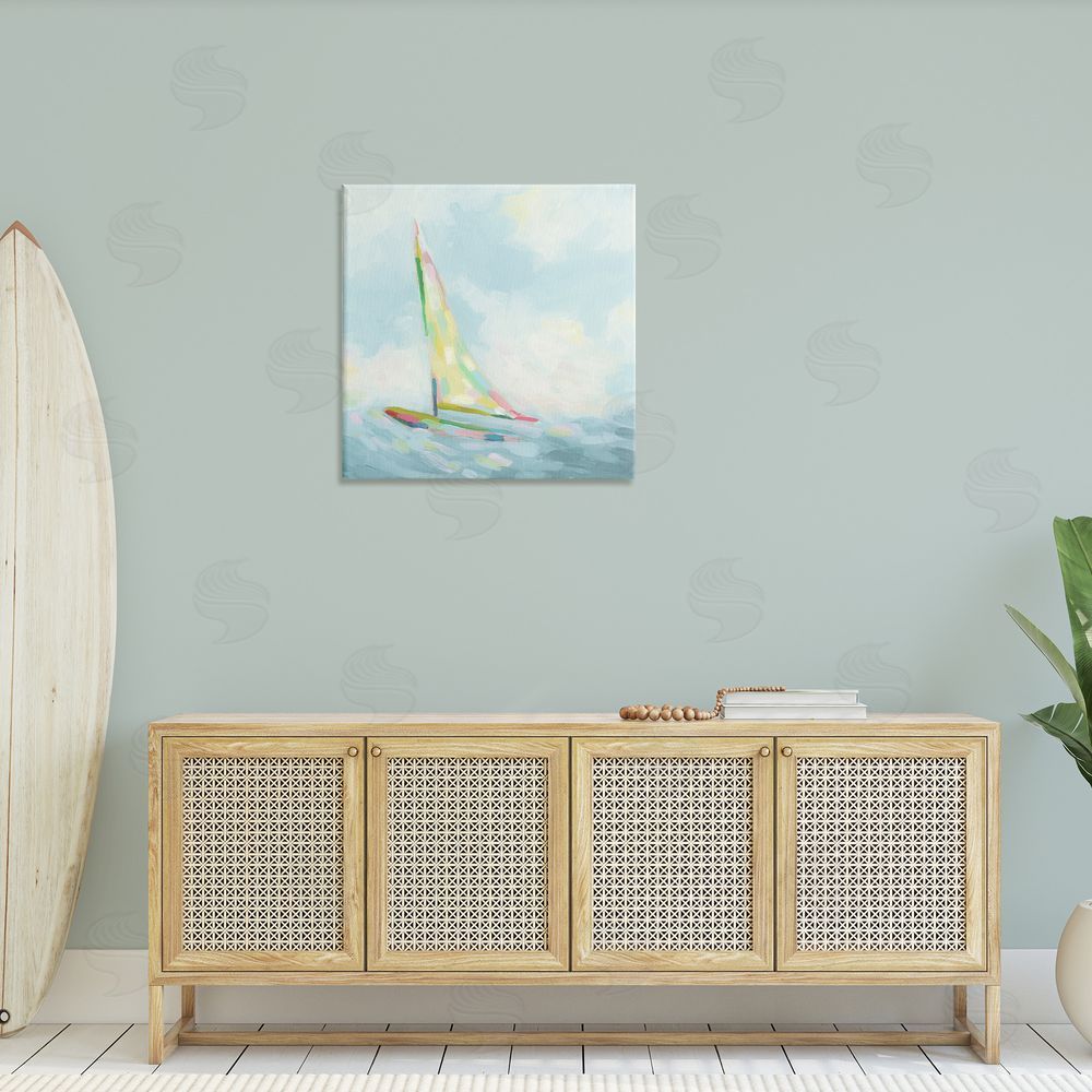 June Erica Vess Modern Hue Sailboat Canvas Wall Art in Room