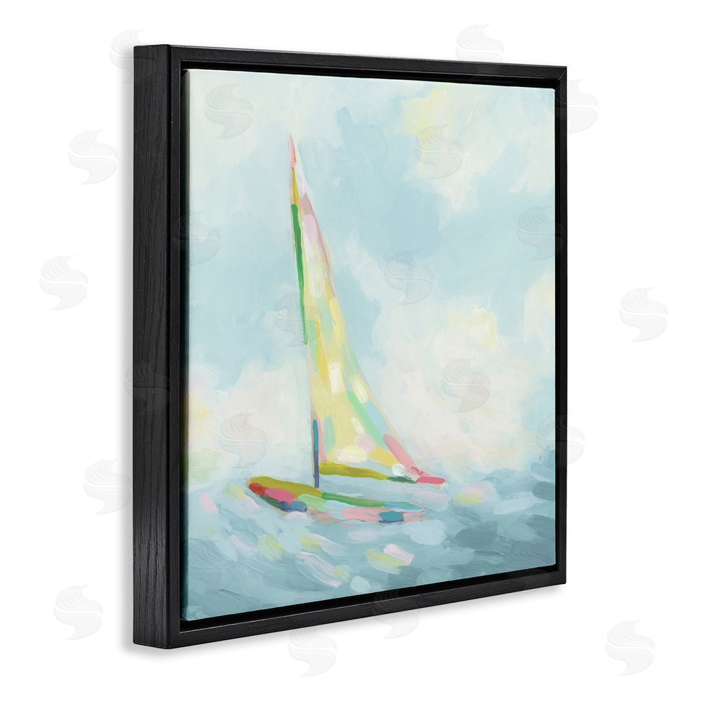 June Erica Vess Modern Hue Sailboat Black Floating Frame Canvas Wall Art Print