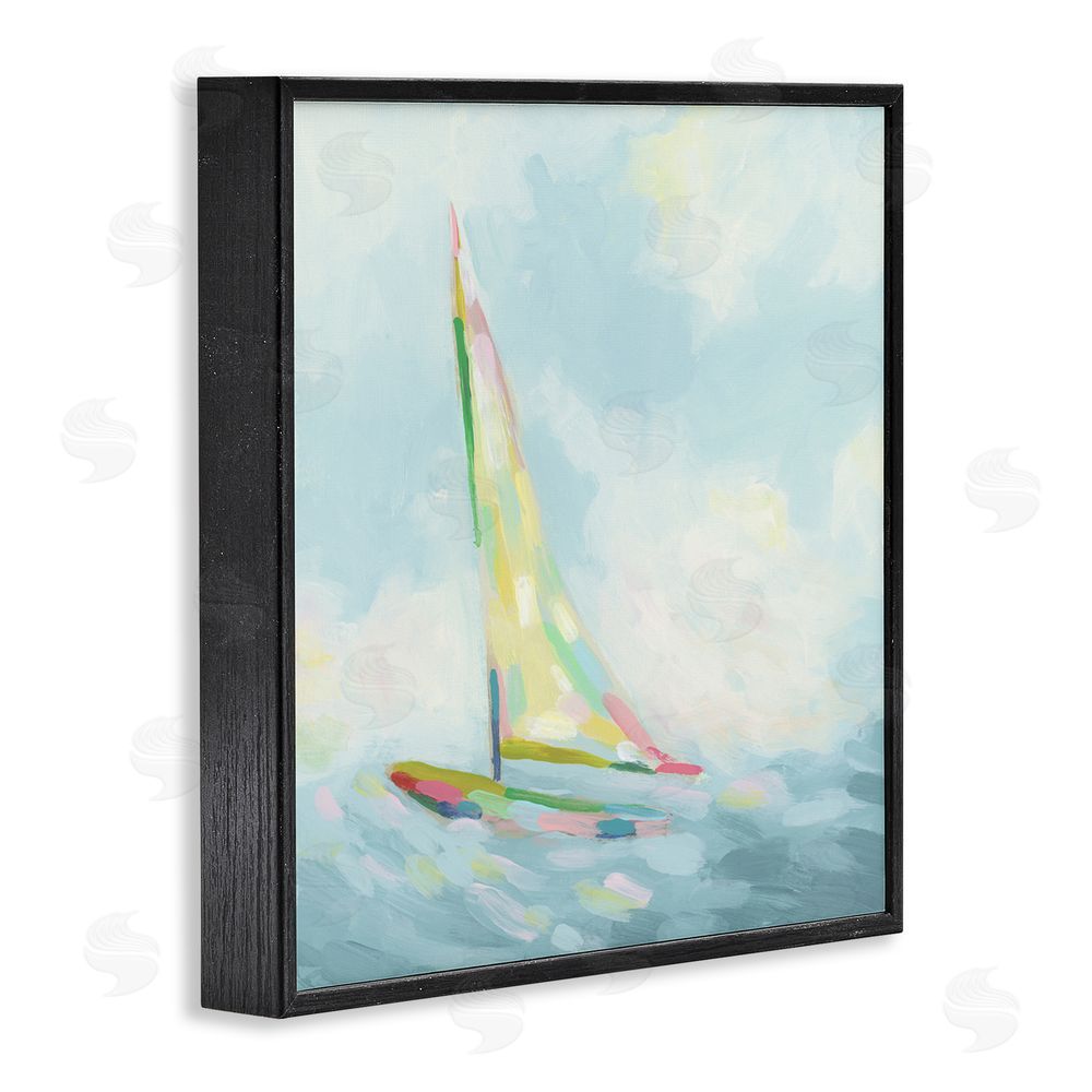 June Erica Vess Modern Hue Sailboat Black Framed Glicee Wall Art Print