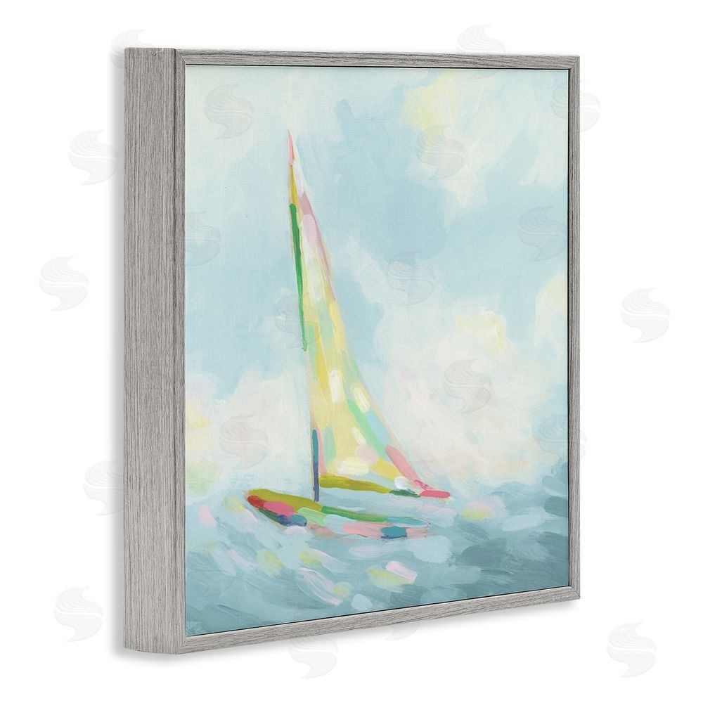 June Erica Vess Modern Hue Sailboat Gray Framed Glicee Wall Art Print