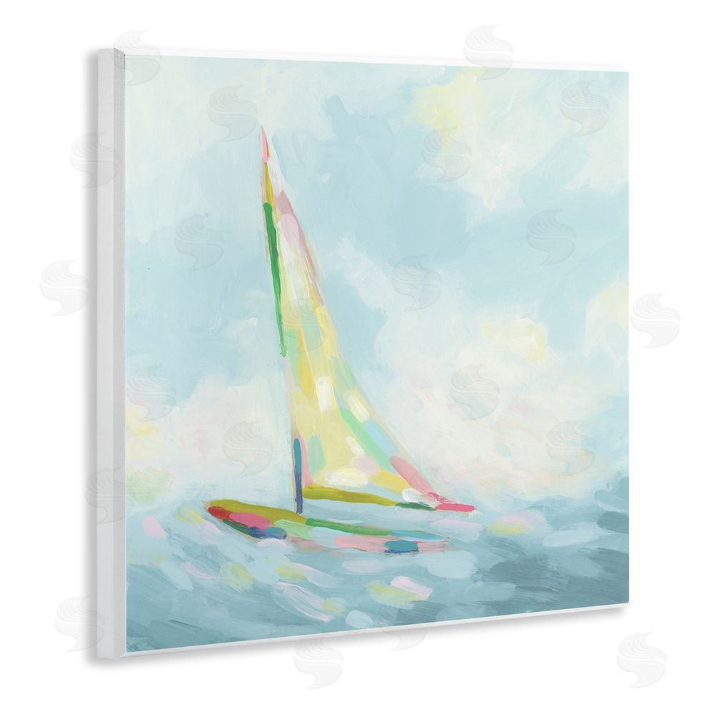 June Erica Vess Modern Hue Sailboat Wooden Wall Plaque Art Print