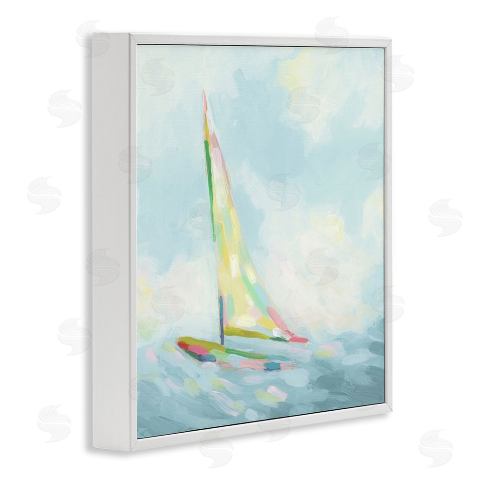 June Erica Vess Modern Hue Sailboat White Framed Glicee Wall Art Print
