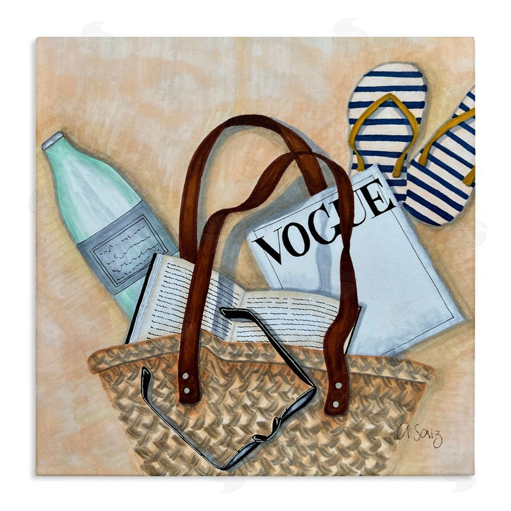 Ale Saiz Studio Summer Beach Bag Stretched Canvas Wall Art Print