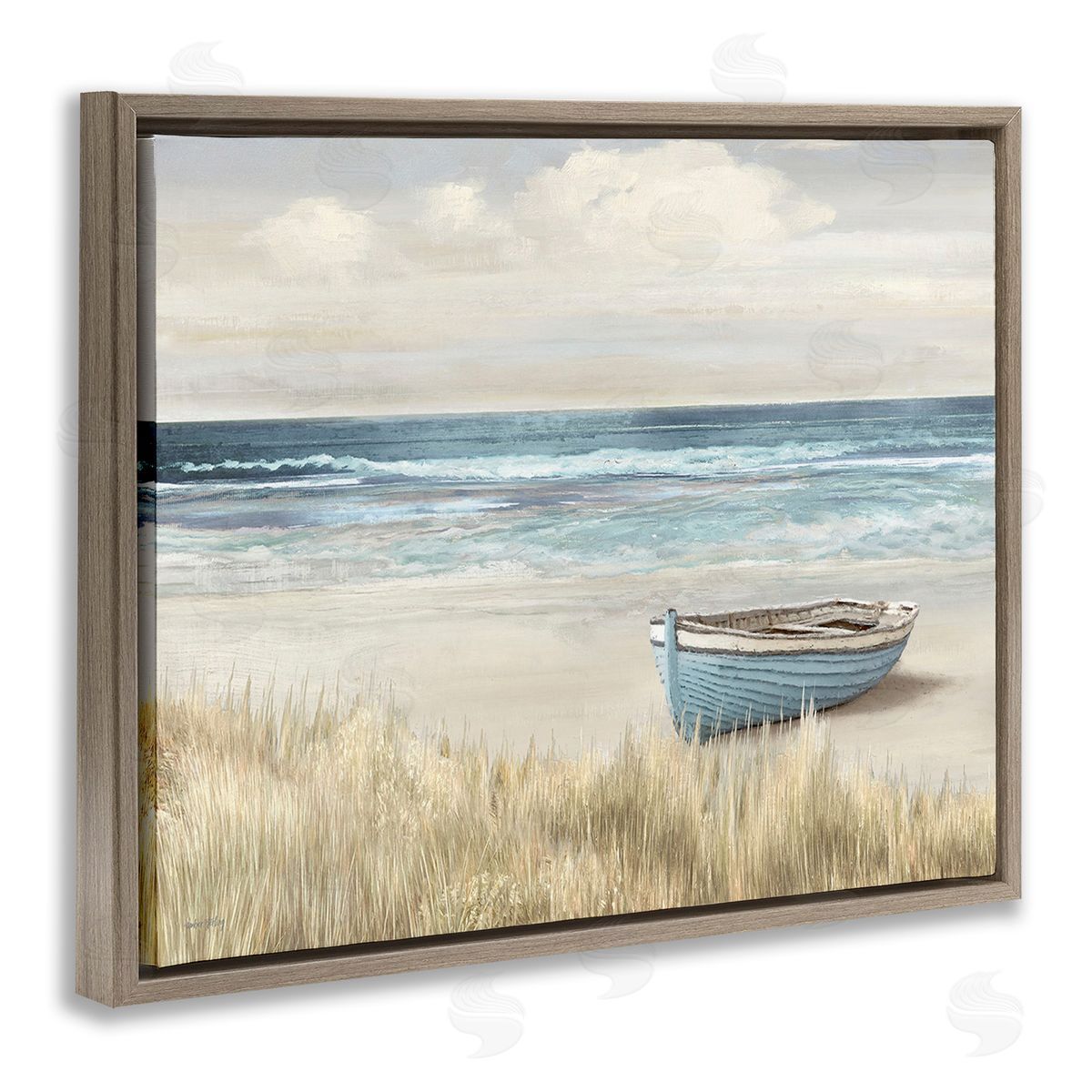 Amber Sterling Boat on Grassy Shore