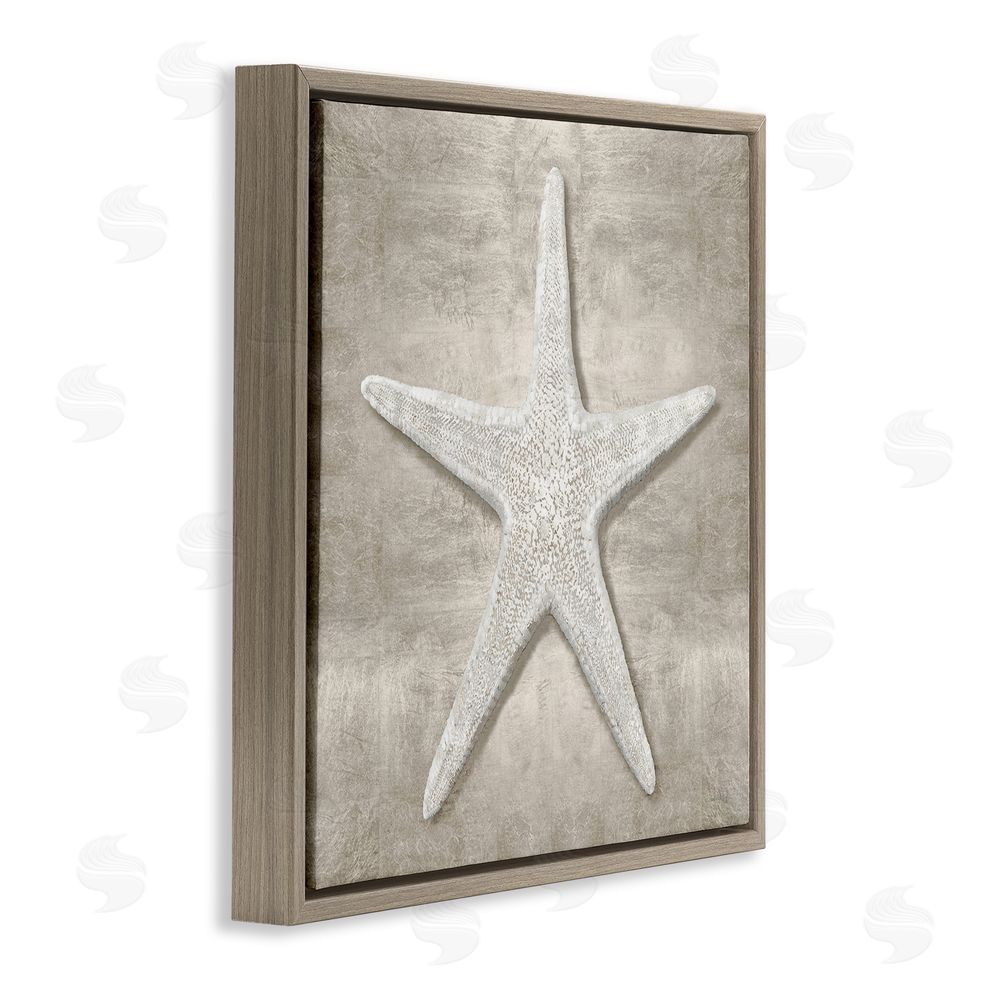 Amber Sterling Rustic Grey Starfish Brown Floating Frame Canvas Wall Art Print