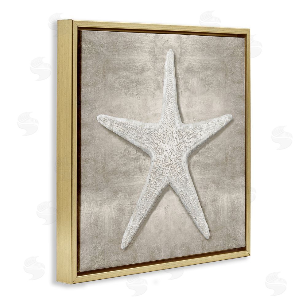 Amber Sterling Rustic Grey Starfish Gold Floating Frame Canvas Wall Art Print