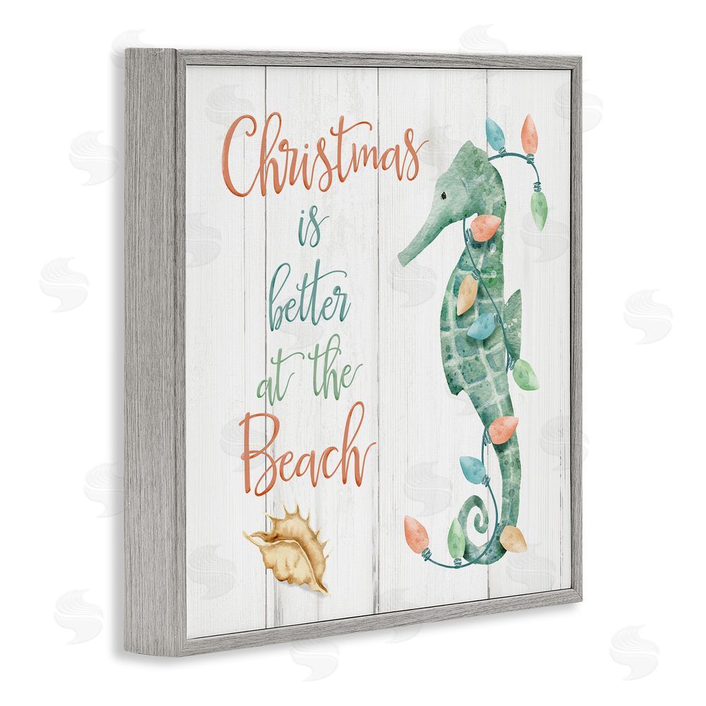 Deane Beesley Christmas Better At Beach Gray Framed Glicee Wall Art Print