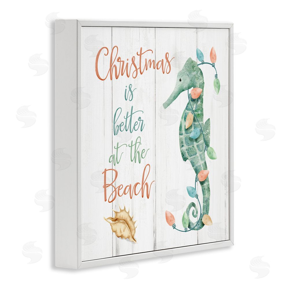 Deane Beesley Christmas Better At Beach White Framed Glicee Wall Art Print