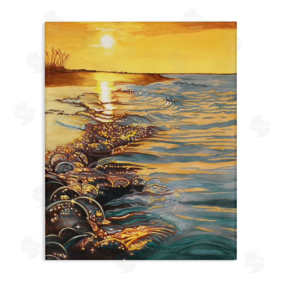 Christine Reichow Sunset over Beach Ripples
