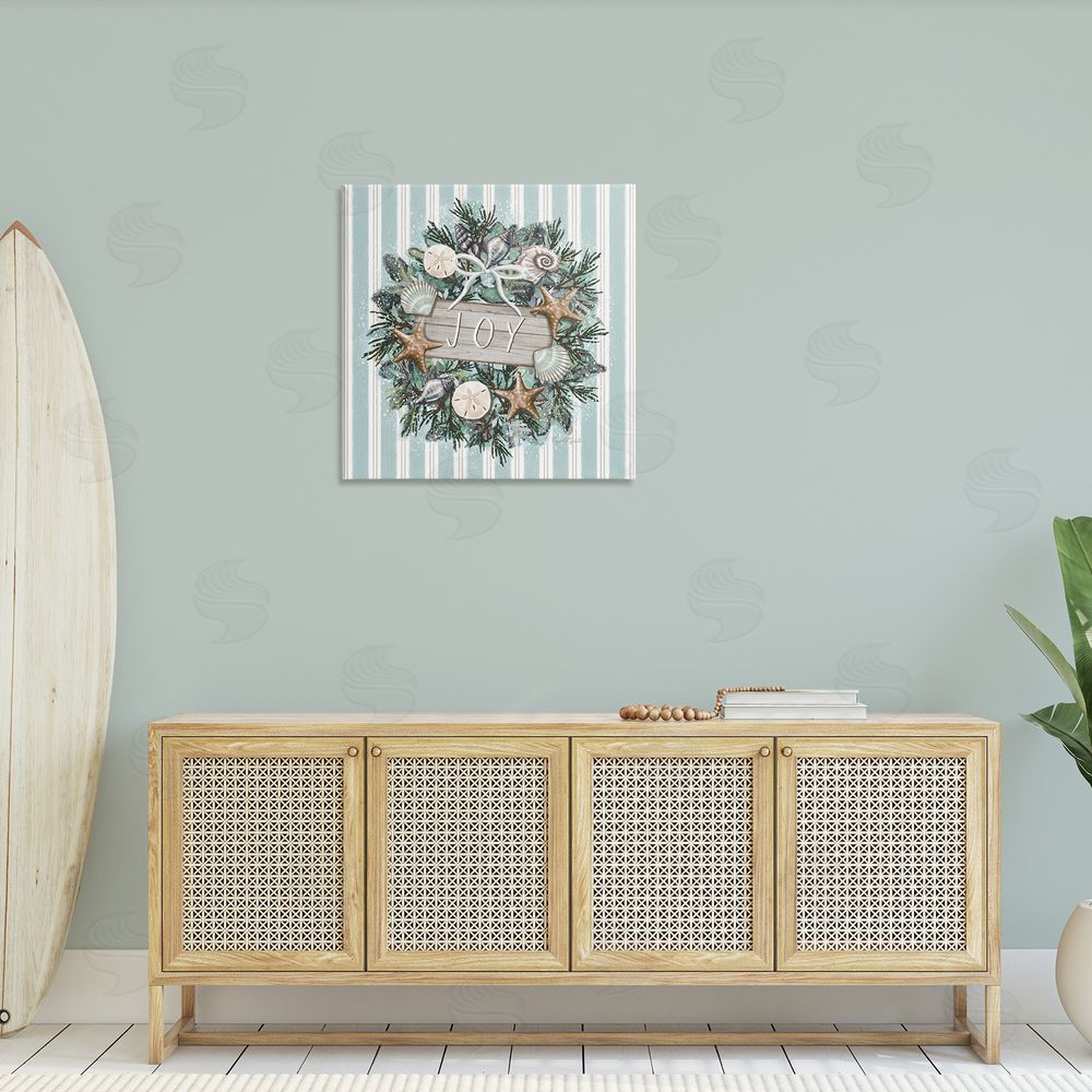 Elizabeth Tyndall Nautical Winter Wreath Canvas Wall Art in Room