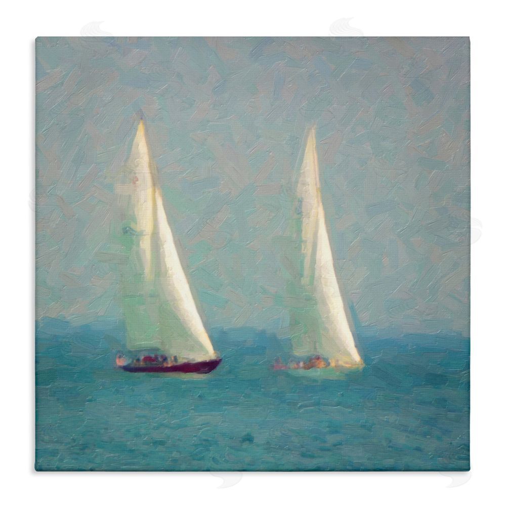 Graffitee Studios People on Sailing Boats Stretched Canvas Wall Art Print