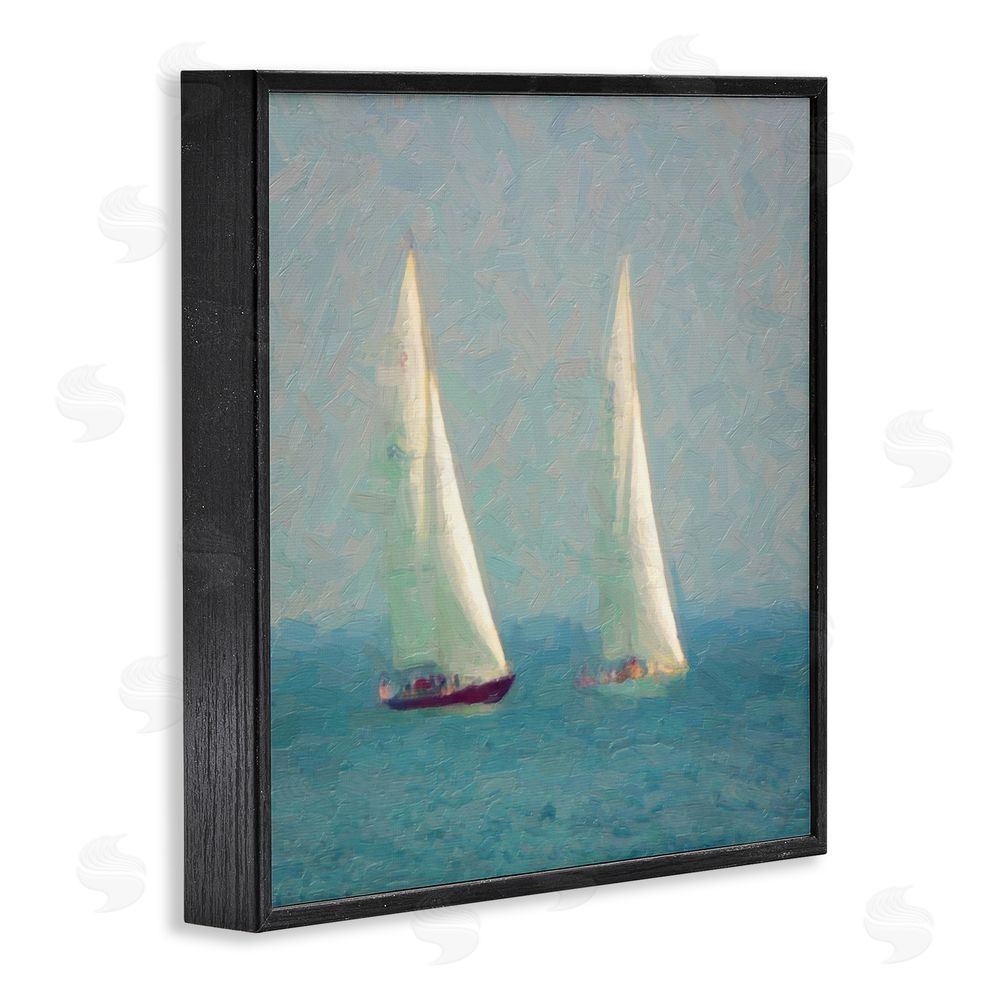 Graffitee Studios People on Sailing Boats Black Framed Glicee Wall Art Print