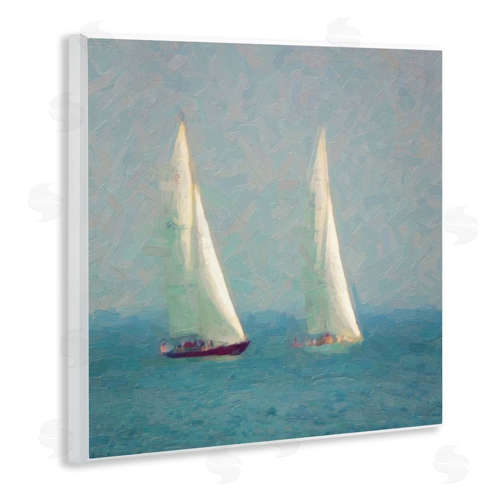 Graffitee Studios People on Sailing Boats Wooden Wall Plaque Art Print