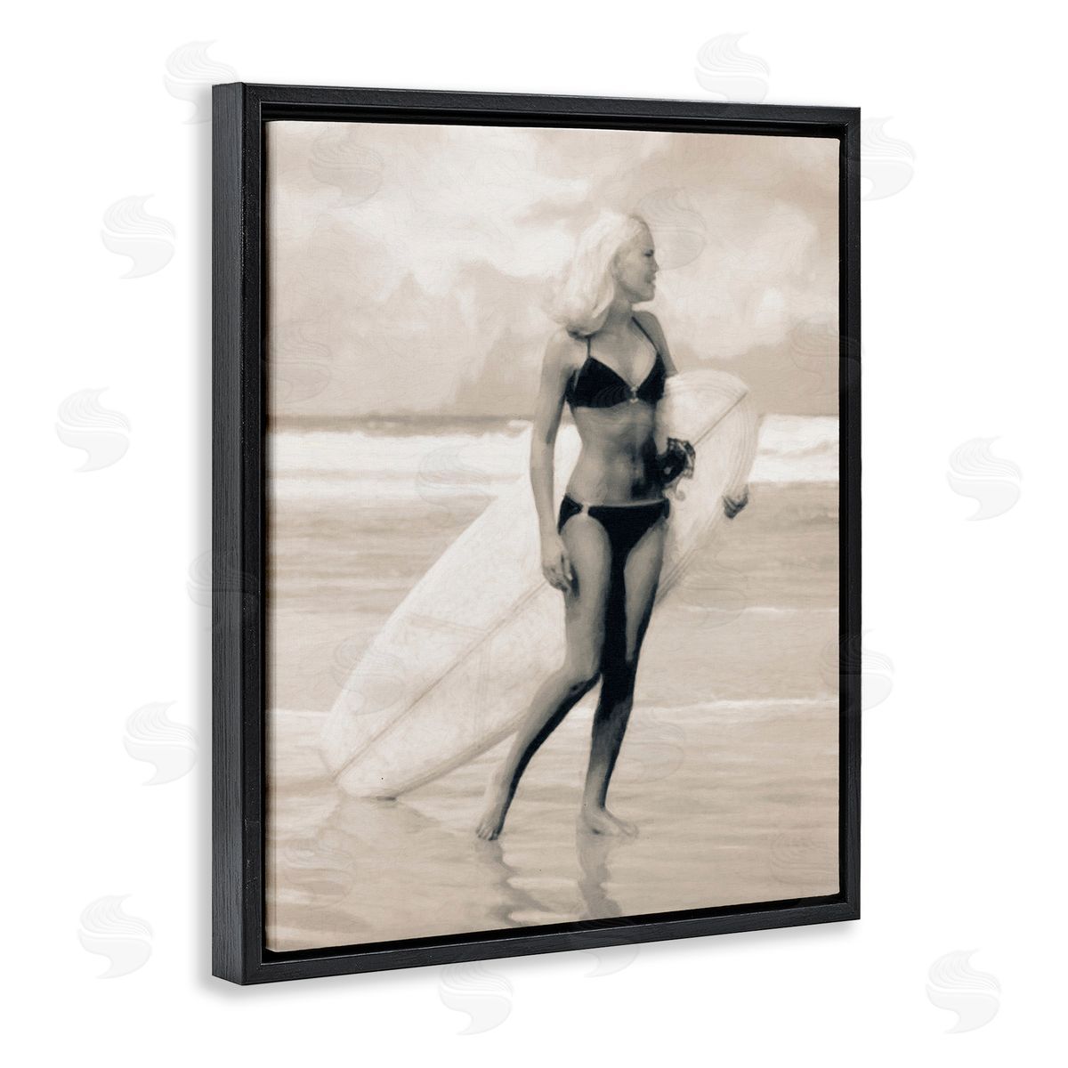 Graffitee Studios Surfing Woman on Shore