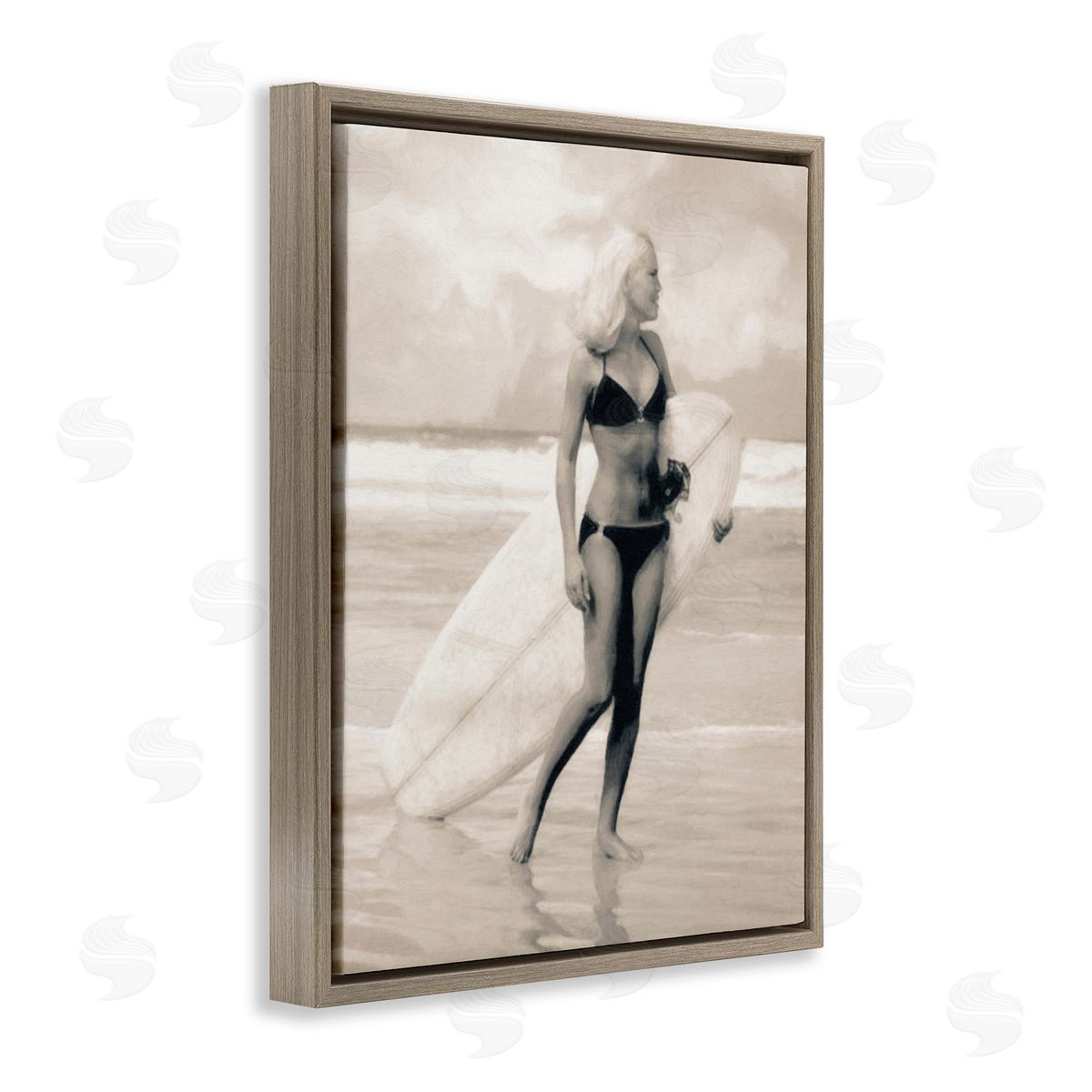 Graffitee Studios Surfing Woman on Shore