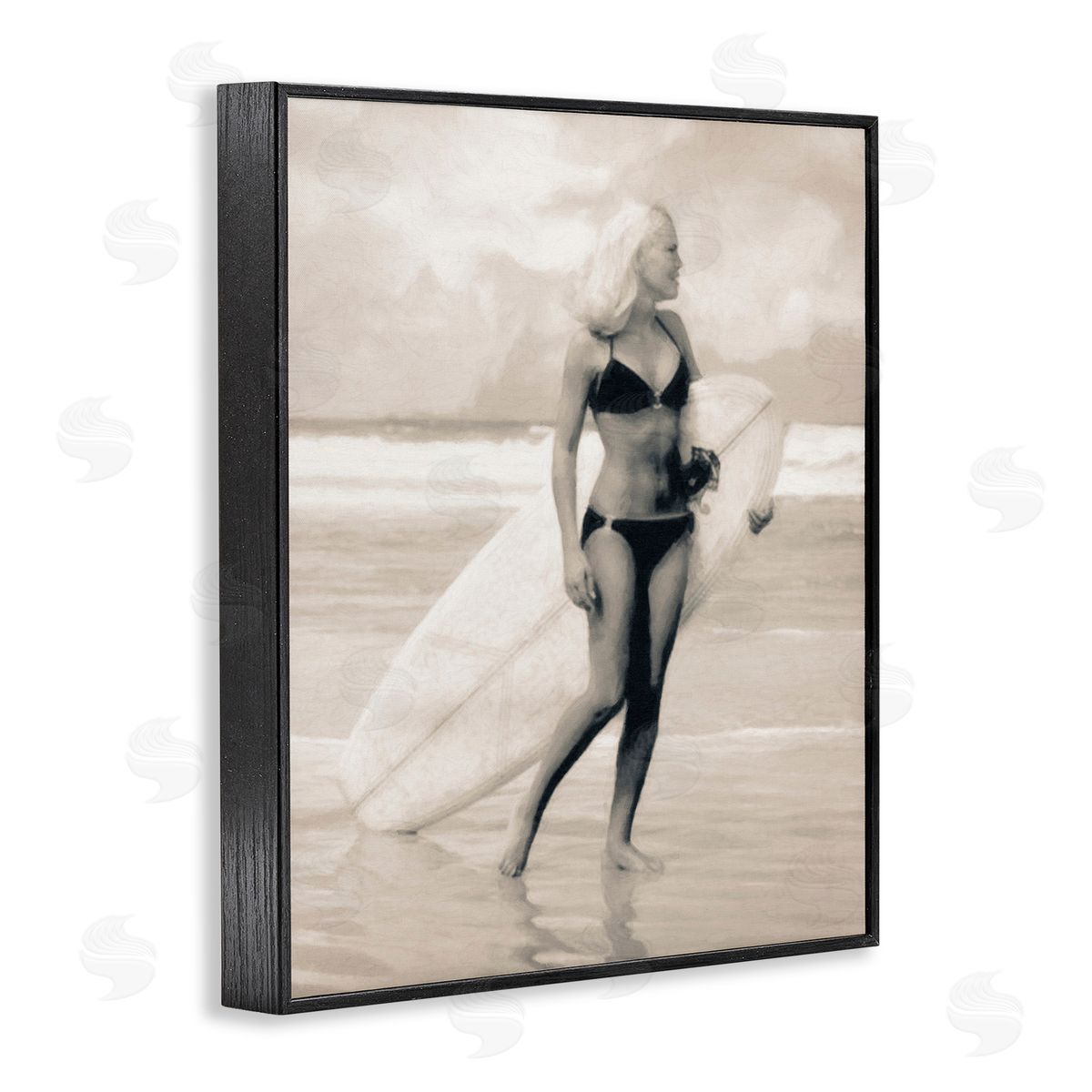 Graffitee Studios Surfing Woman on Shore