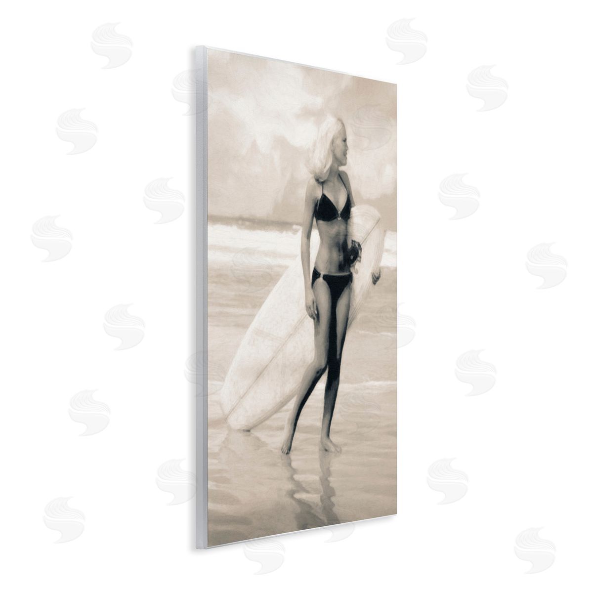 Graffitee Studios Surfing Woman on Shore