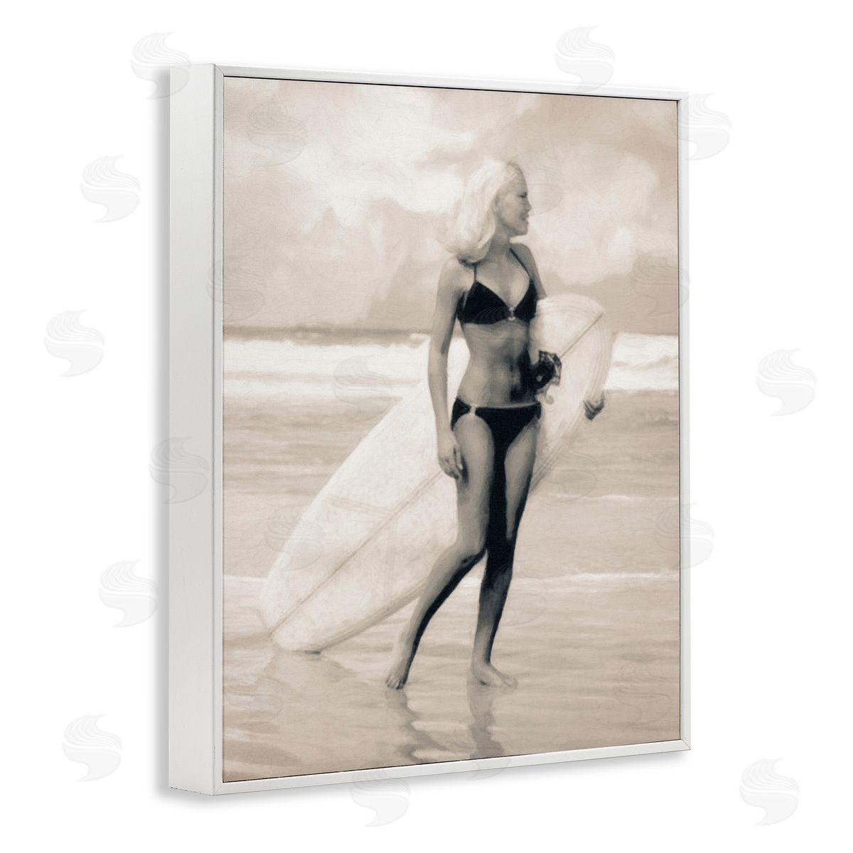 Graffitee Studios Surfing Woman on Shore