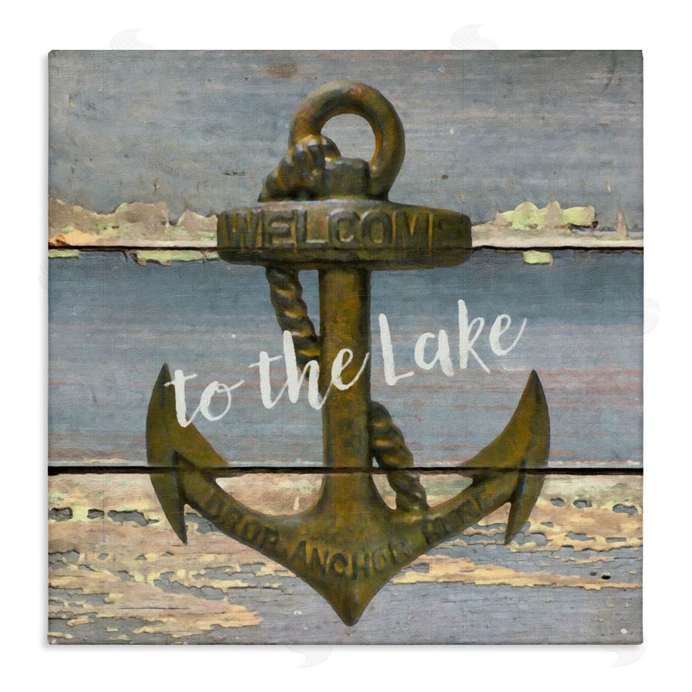 Graffitee Studios Rustic Welcome Anchor Stretched Canvas Wall Art Print