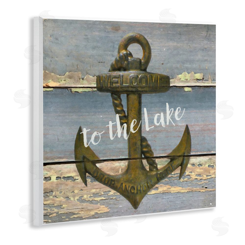 Graffitee Studios Rustic Welcome Anchor Wooden Wall Plaque Art Print