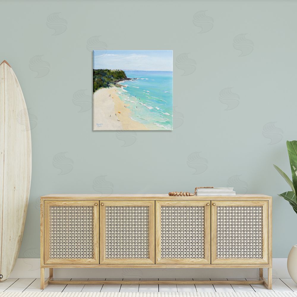 Meredith Howse Aerial Beachgoers Painting Canvas Wall Art in Room