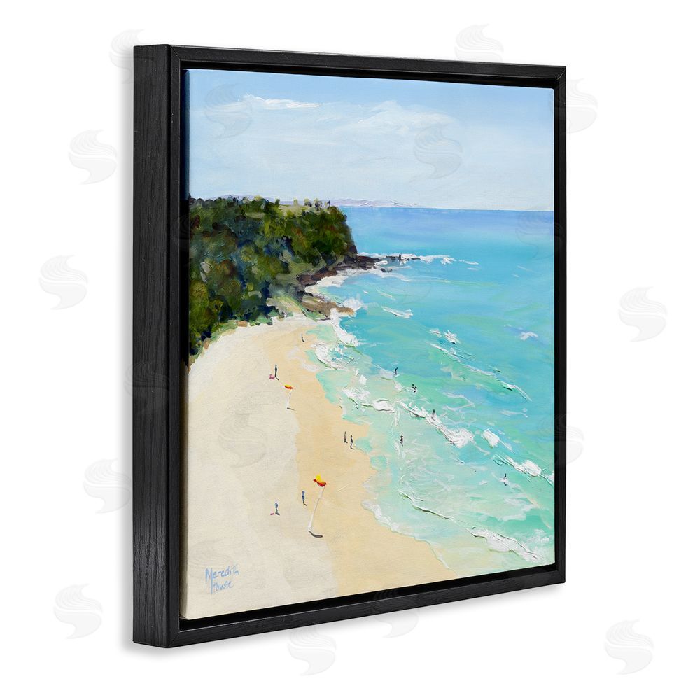 Meredith Howse Aerial Beachgoers Painting Black Floating Frame Canvas Wall Art Print