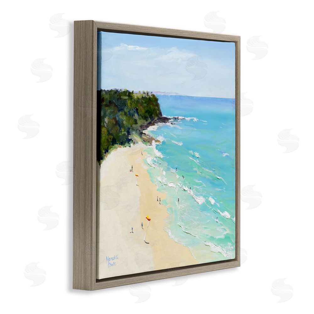Meredith Howse Aerial Beachgoers Painting Brown Floating Frame Canvas Wall Art Print