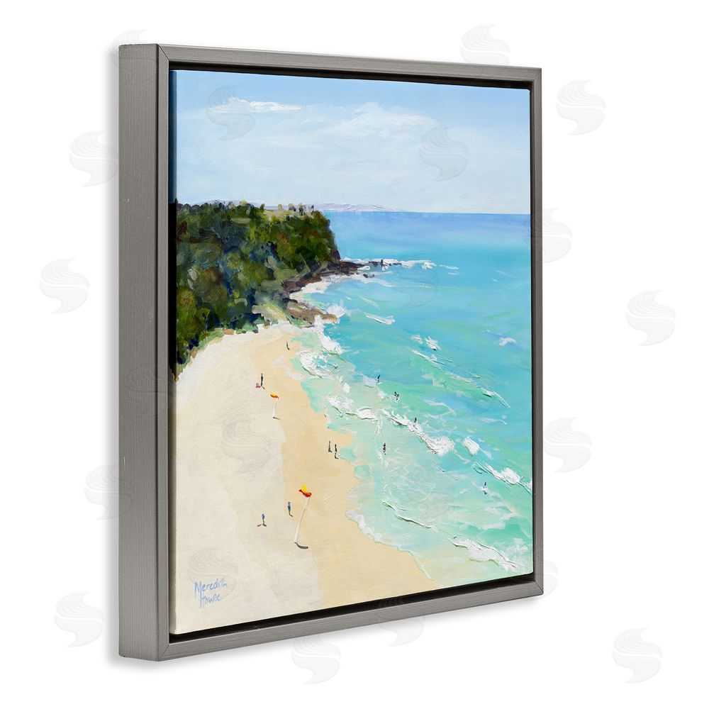 Meredith Howse Aerial Beachgoers Painting Gray Floating Frame Canvas Wall Art Print