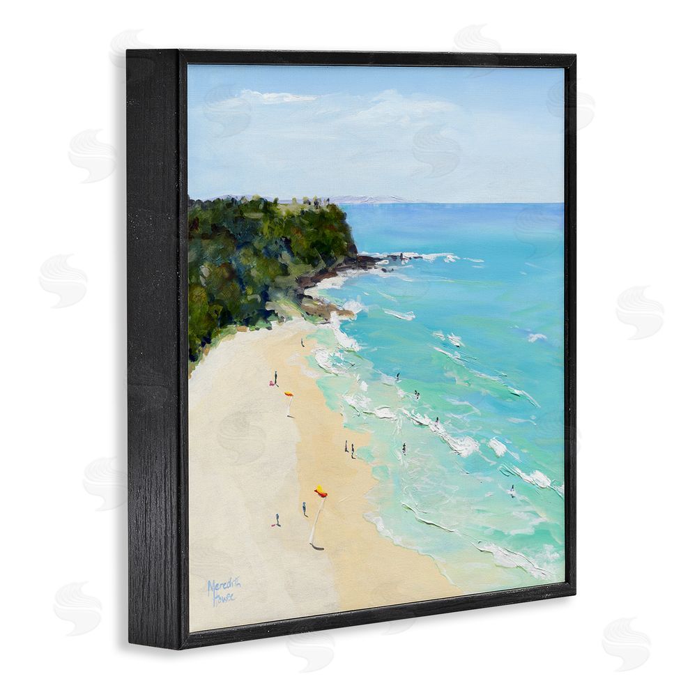 Meredith Howse Aerial Beachgoers Painting Black Framed Glicee Wall Art Print