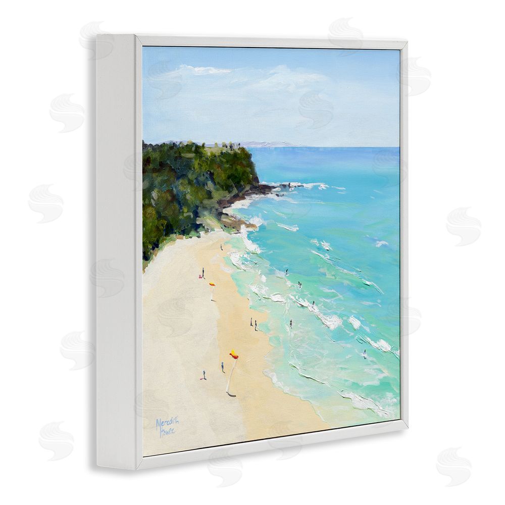 Meredith Howse Aerial Beachgoers Painting White Framed Glicee Wall Art Print