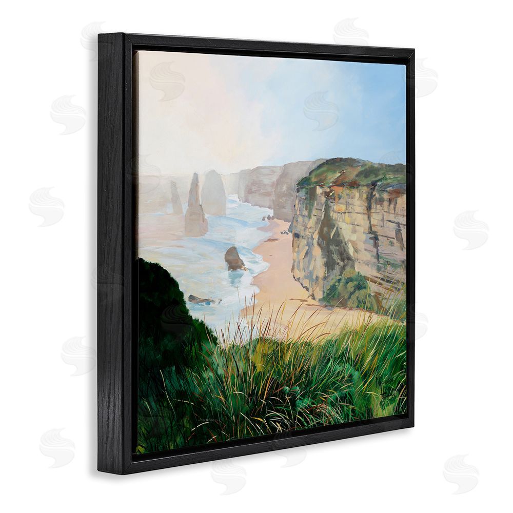 Meredith Howse Nautical Beach Cove Black Floating Frame Canvas Wall Art Print
