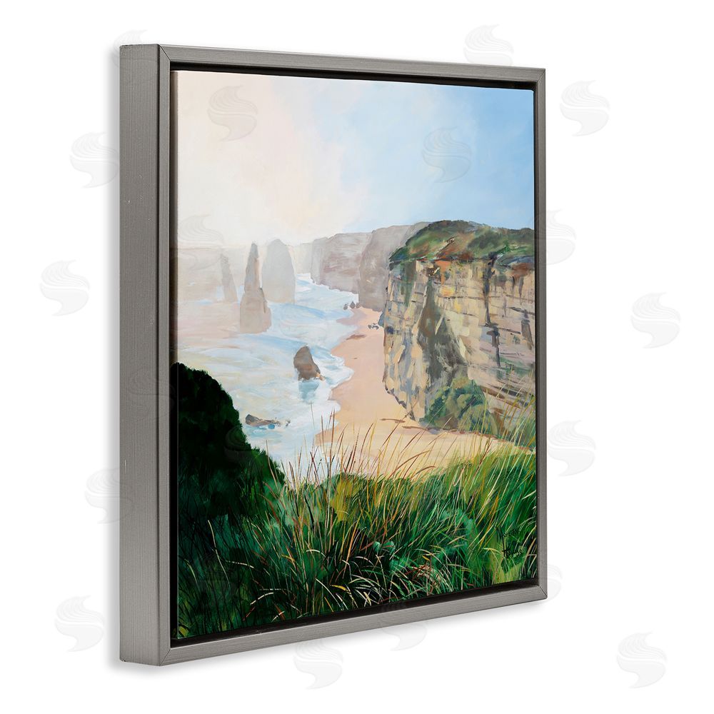 Meredith Howse Nautical Beach Cove Gray Floating Frame Canvas Wall Art Print