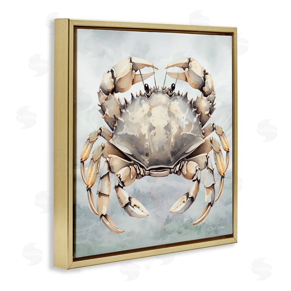 Nicole DeCamp Detailed Sea Crab Gold Floating Frame Canvas Wall Art Print