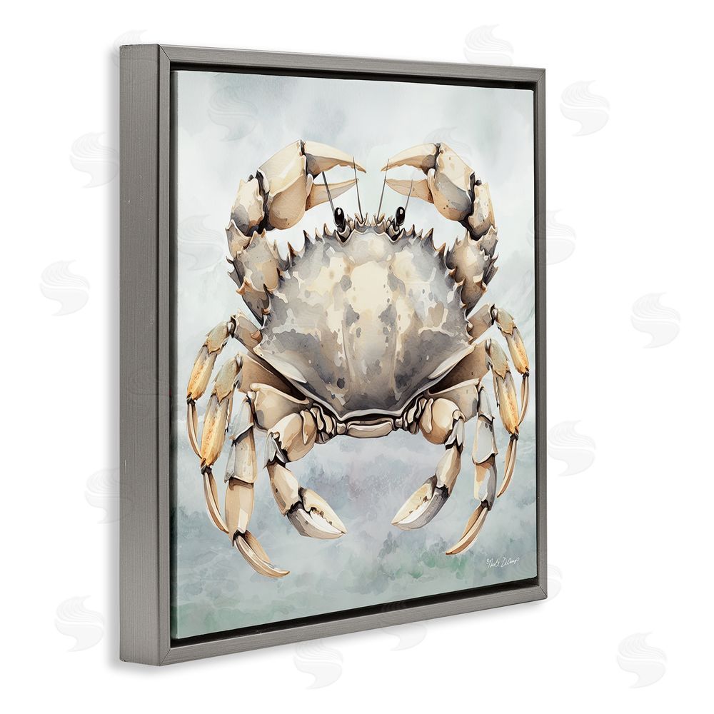 Nicole DeCamp Detailed Sea Crab Gray Floating Frame Canvas Wall Art Print